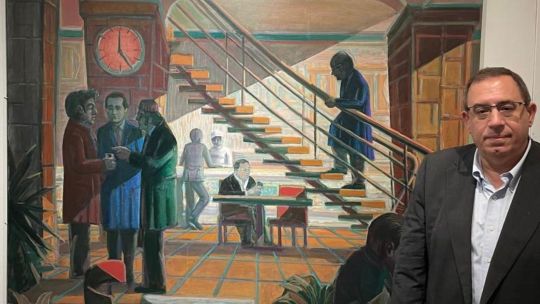 Carlos Maslatón llegó al arte: la sorpresiva aparición en una obra del artista que pinta la iconografía peronista
