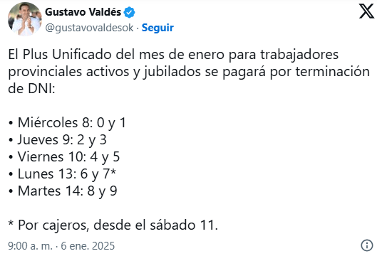 El pago del plus unificado del mes de enero iniciará este miércoles 8