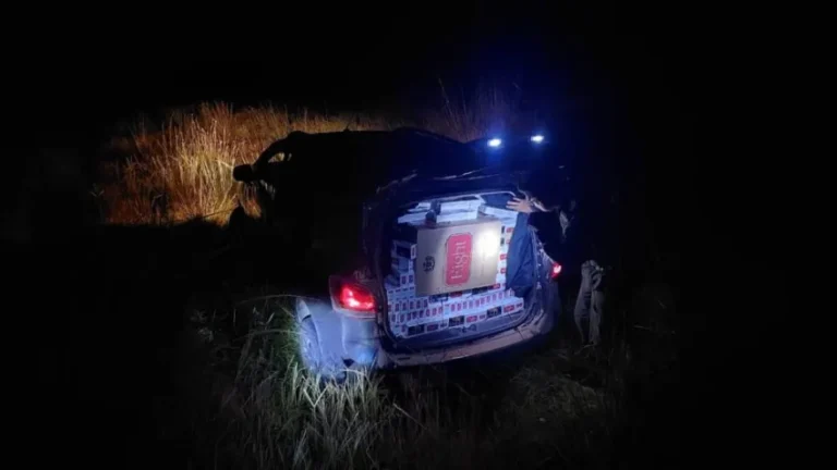 Incautaron más de 14 mil paquetes de cigarrillo transportados en un auto robado.