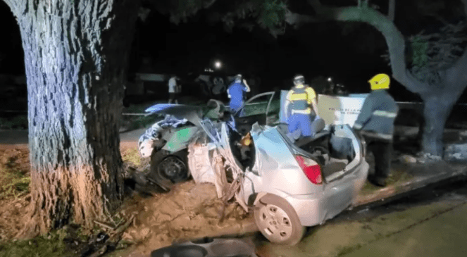 Un auto con siete personas a bordo chocó contra un árbol: hubo dos víctimas fatales