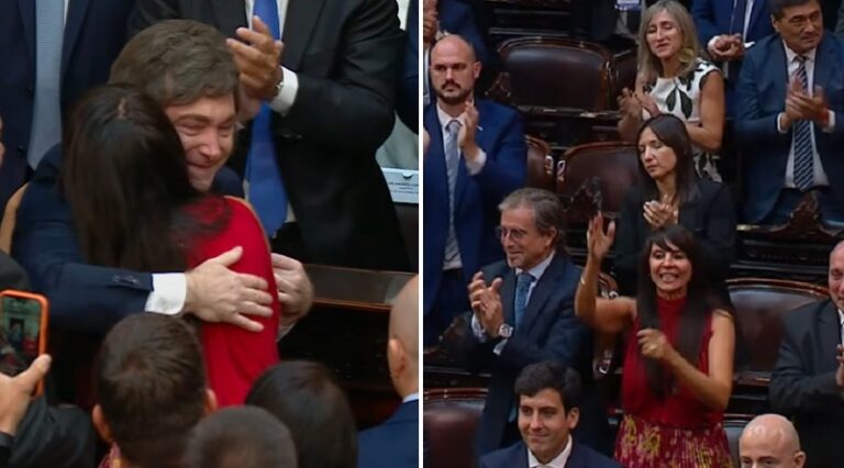 La narcodiputada Lorena Villaverde derrocha euforia y abrazos con Milei