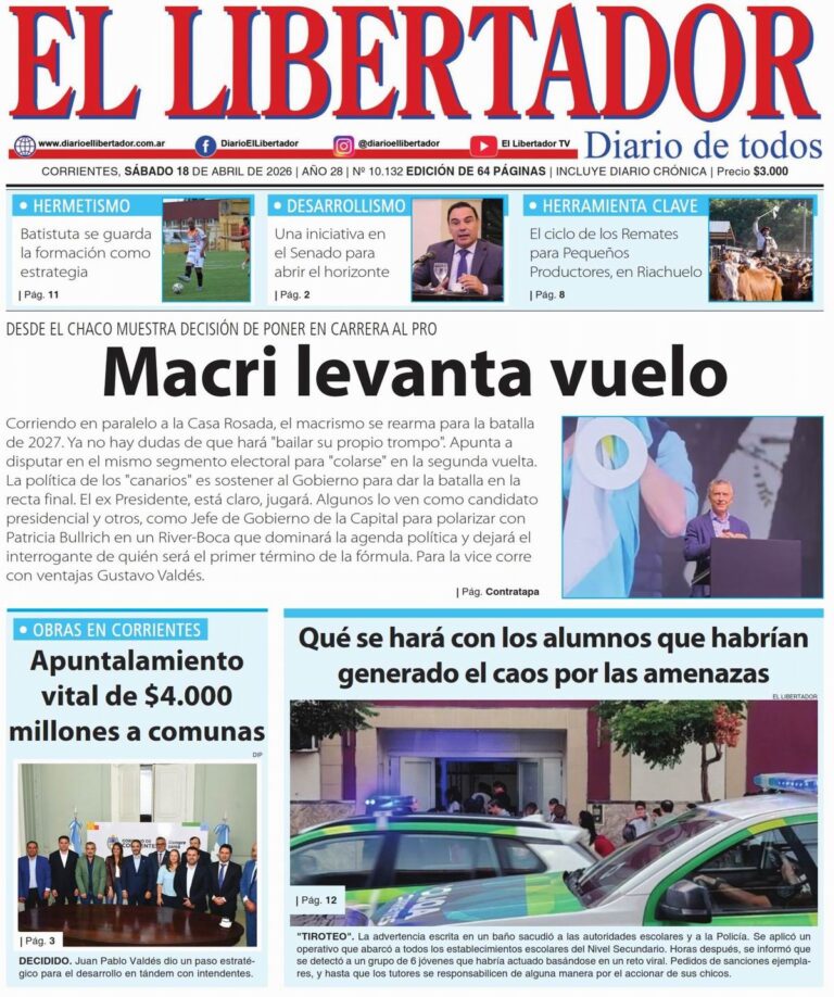 Logotipo o portada del Diario El Libertador de Corrientes, edición digital.