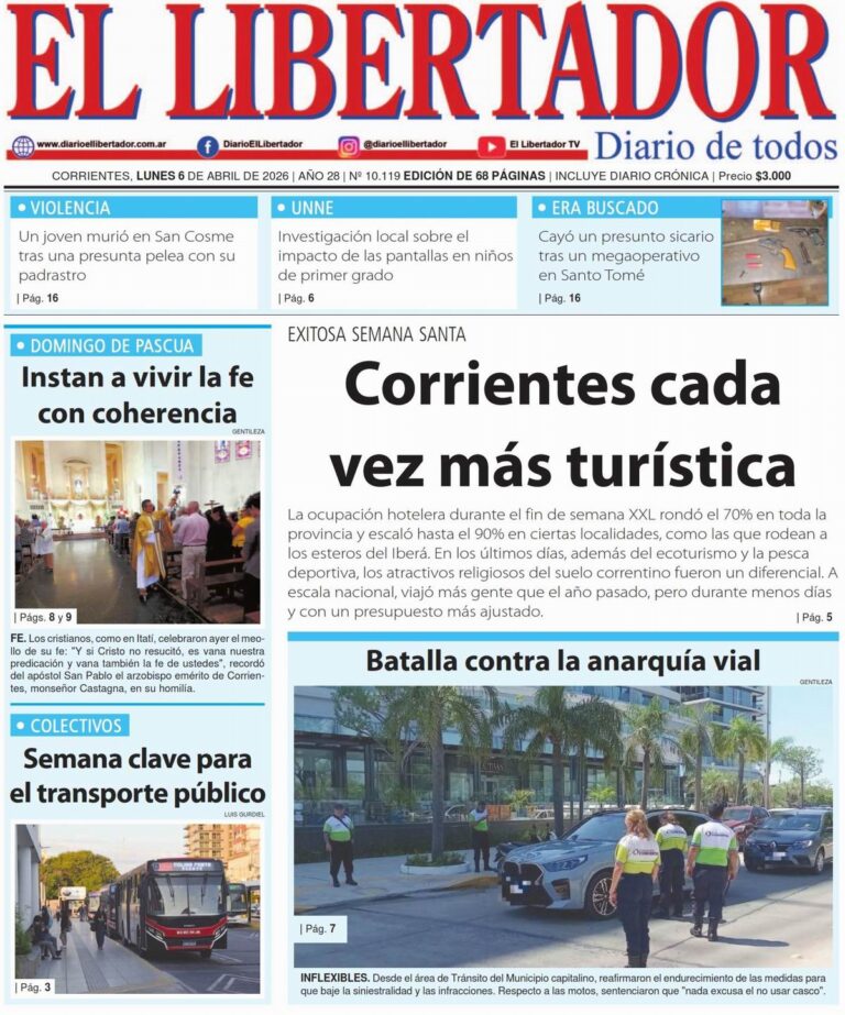 Logo o portada del Diario El Libertador de Corrientes, edición del 6 de abril de 2026.